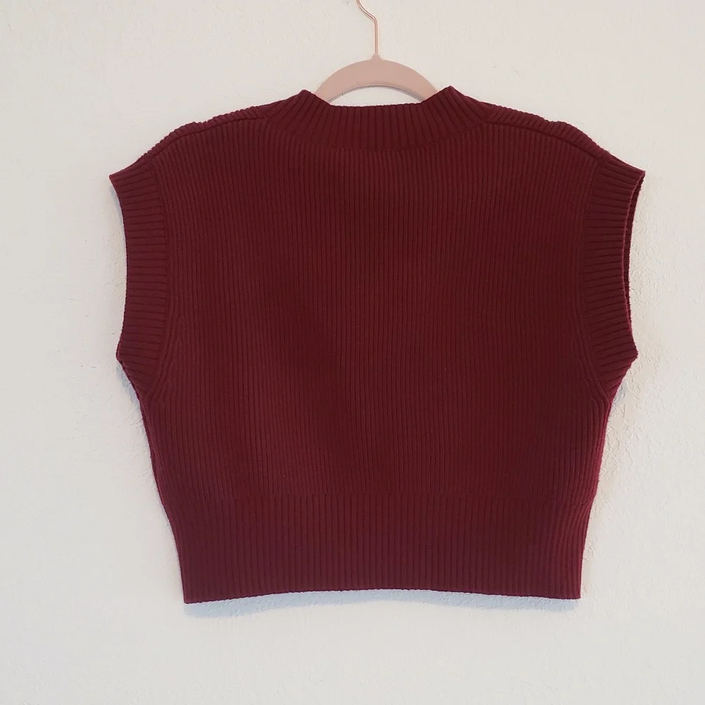 NWT Zara Beautiful Burgundy Wool Blend Vest - Picture 2 of 14
